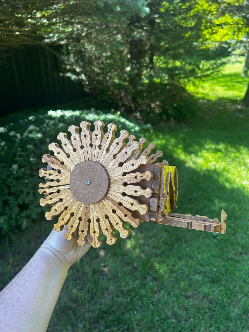 Vintage Wooden Clothespin Toy Trailer, Wagon Wheels